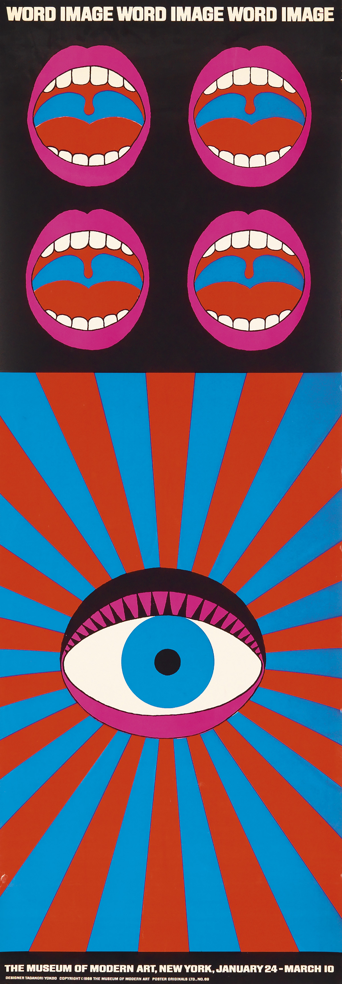 TADANORI YOKOO (1936- ). WORD IMAGE. 1968. 48x17 inches, 123x43 cm. Poster Originals Ltd., [New York.]